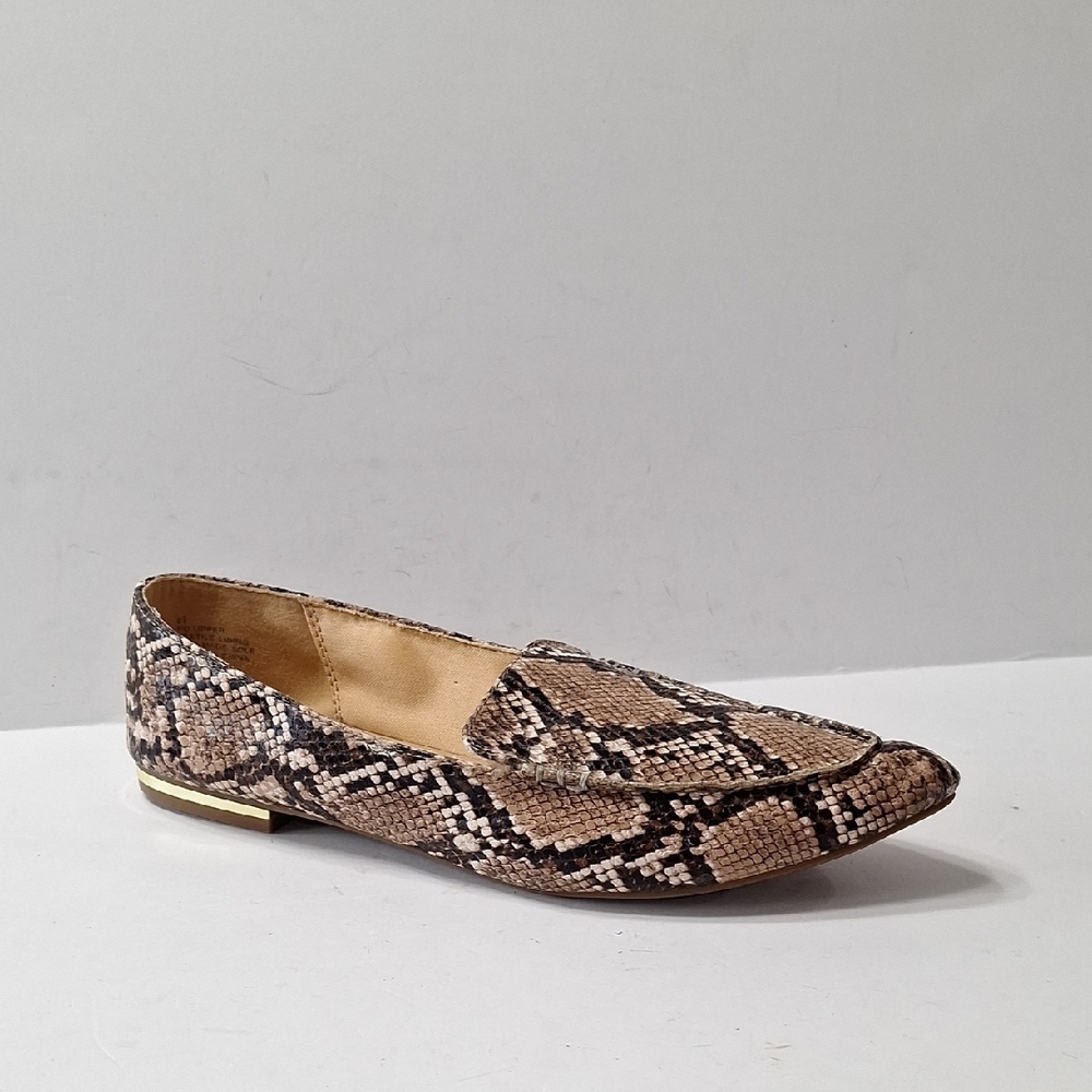 Express Brown Black Snakeskin Print Preppy Gorpcore Pointed Toe Flats Size 8.5